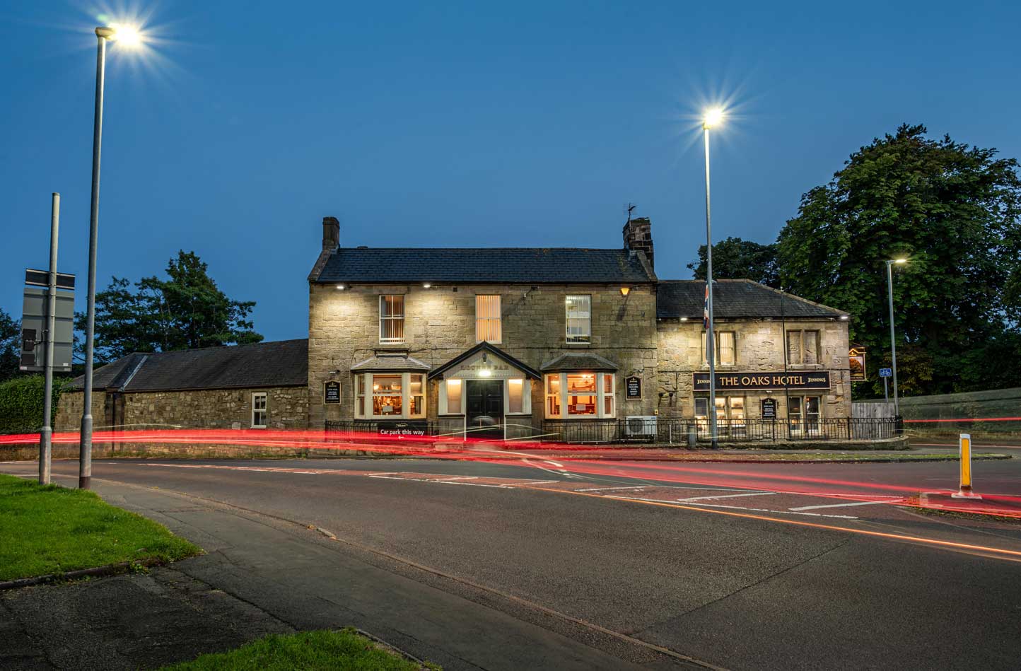 Light Trails at The Oaks Hotel in Alnwick, Northumberland.