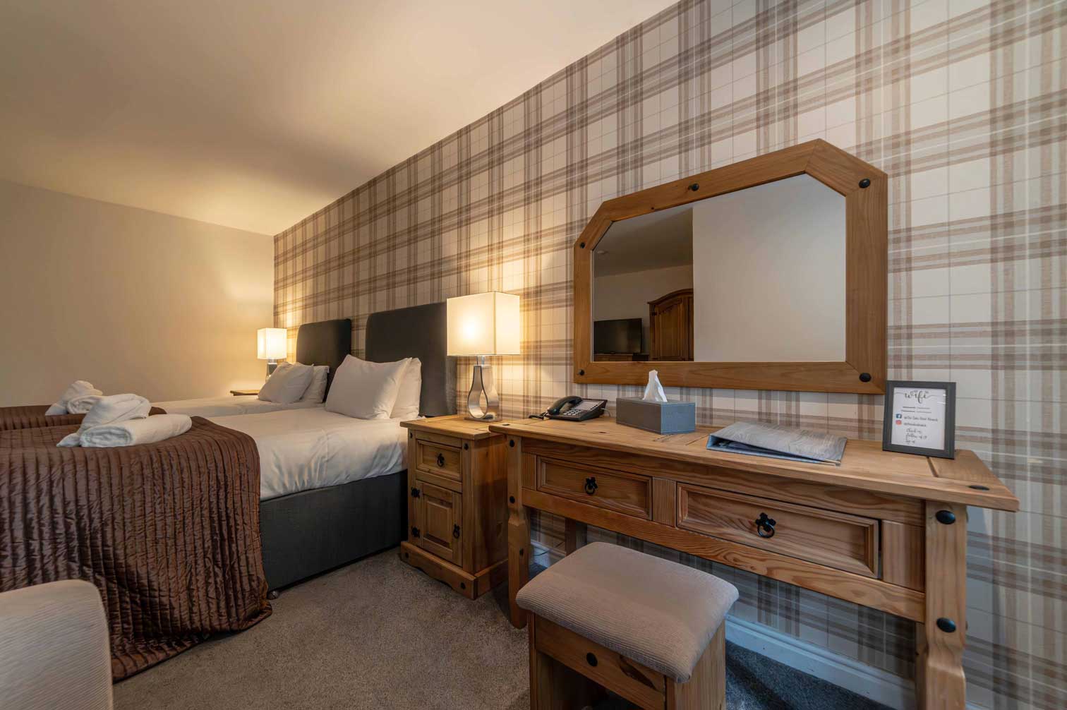 Twin Room at The Oaks Hotel in Alnwick, Northumberland.